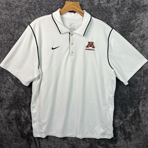 Minnesota Gophers Baseball Nike Polo Shirt Men's XL White Dri-Fit Short Sleeve